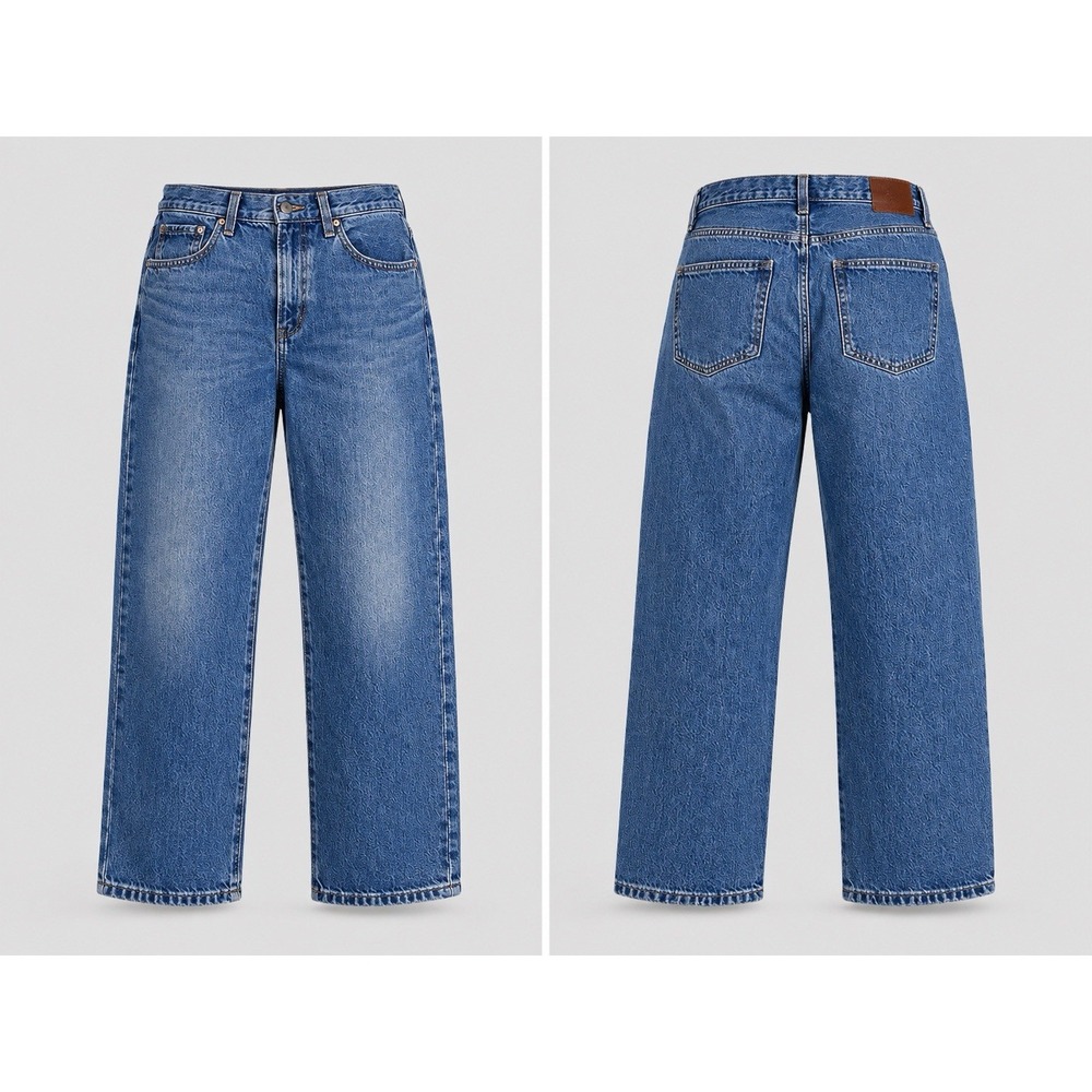 Uniqlo Jeans WOMENS 26  Blue Relaxed Tapered Denim  Y2K Casual